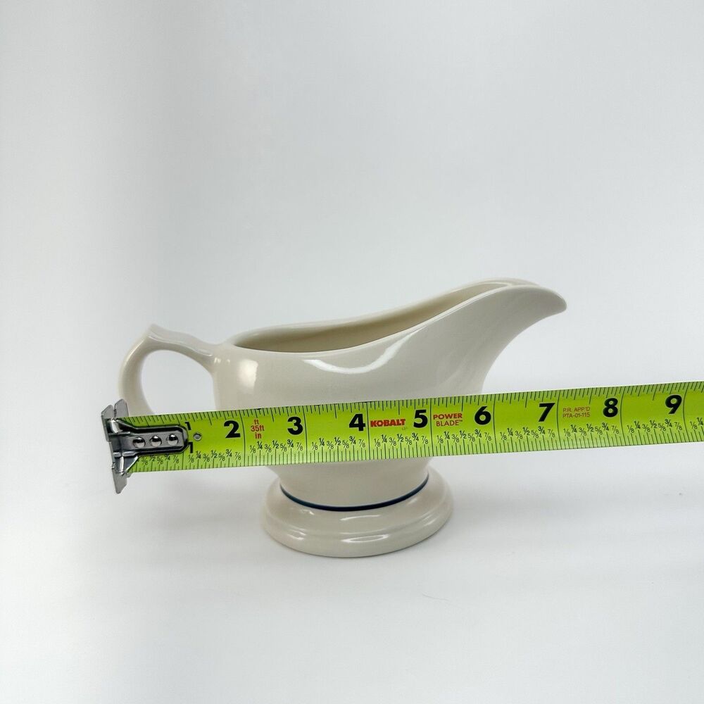 Vintage Longaberger Pottery Pitcher & Gravy Boat Blue Woven Traditions USA - Picture 7 of 7